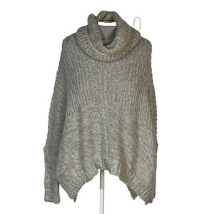 Wooden Ships Poncho Sweater Women's XS Brown Long Sleeve Mohair Wool Cowl Neck